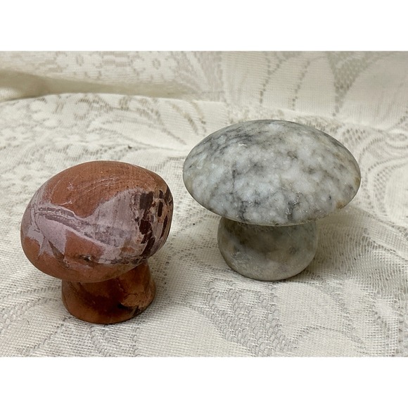 Stone Mushroom Decor, Set of 2, Cottagecore, Fairy Garden Display - Picture 1 of 5